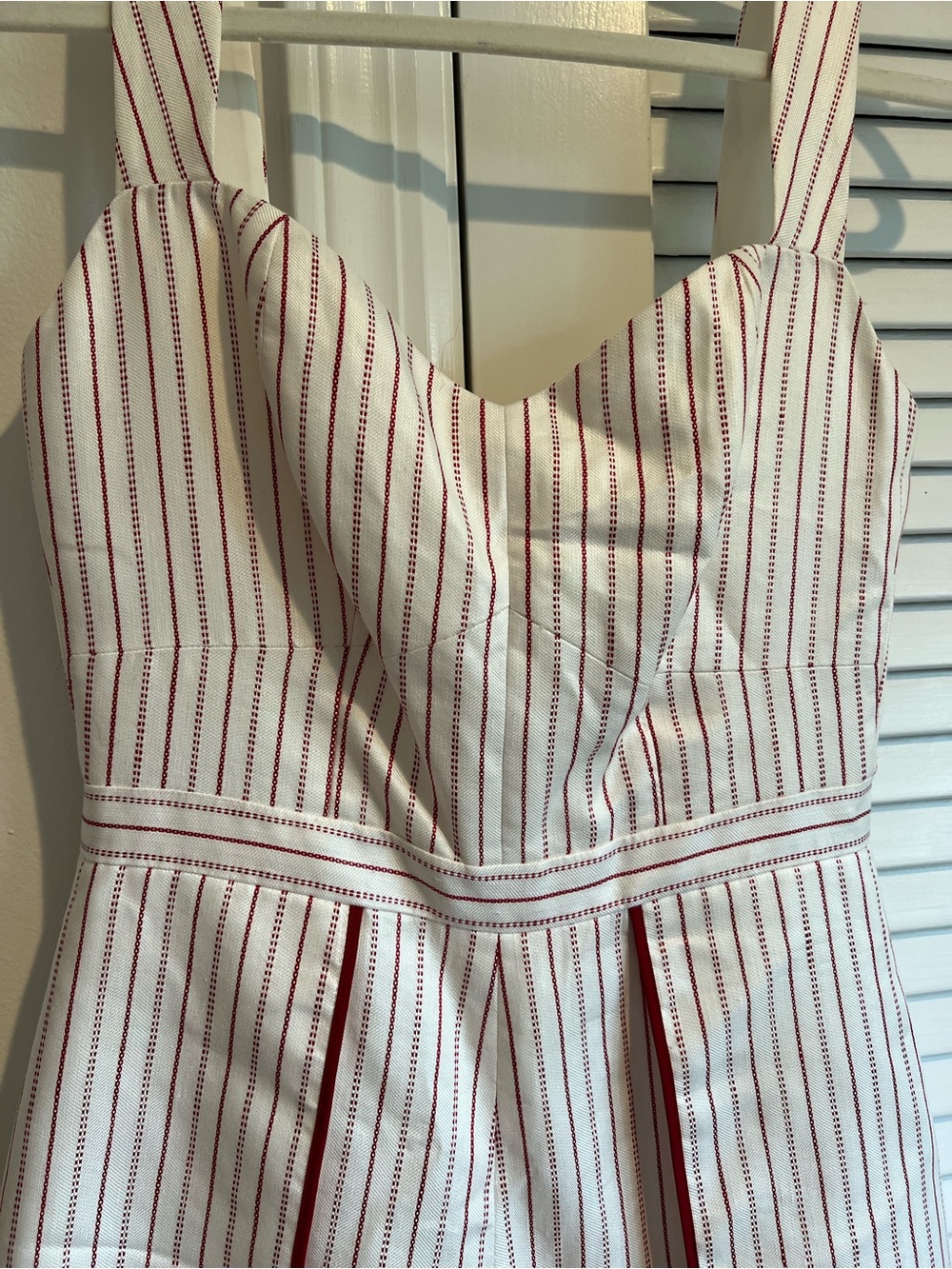 Alexis Jemma White Romper with Red Pinstripes- Size XS - Picture 5 of 7